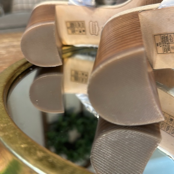 WHBM Hoilday Slip OnSlip Off Silver Beaded Square Wooded Heel Size 8 - Picture 8 of 8